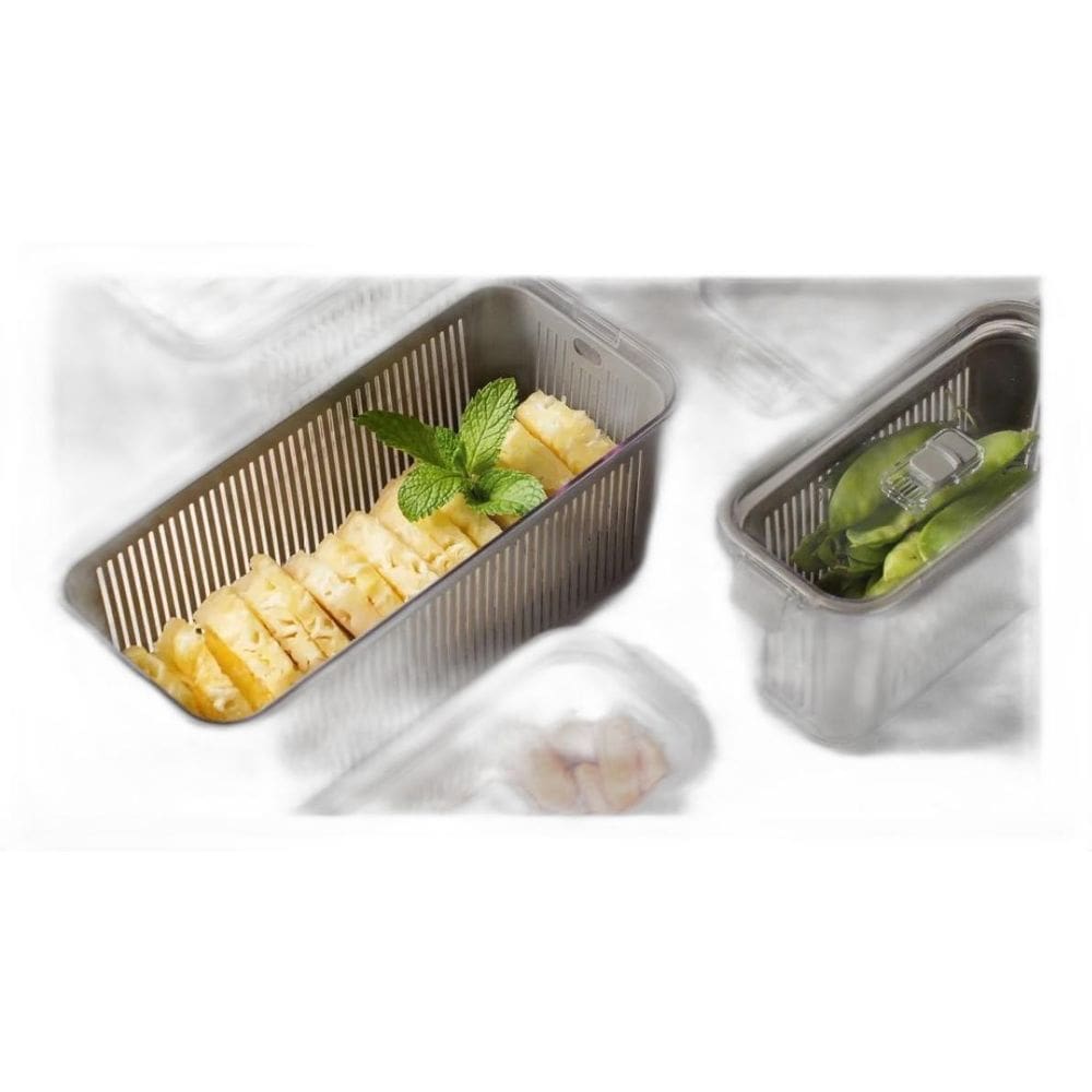 Pote Slim Hermético 1.360 Ml Cinza Com Cesto Escorredor