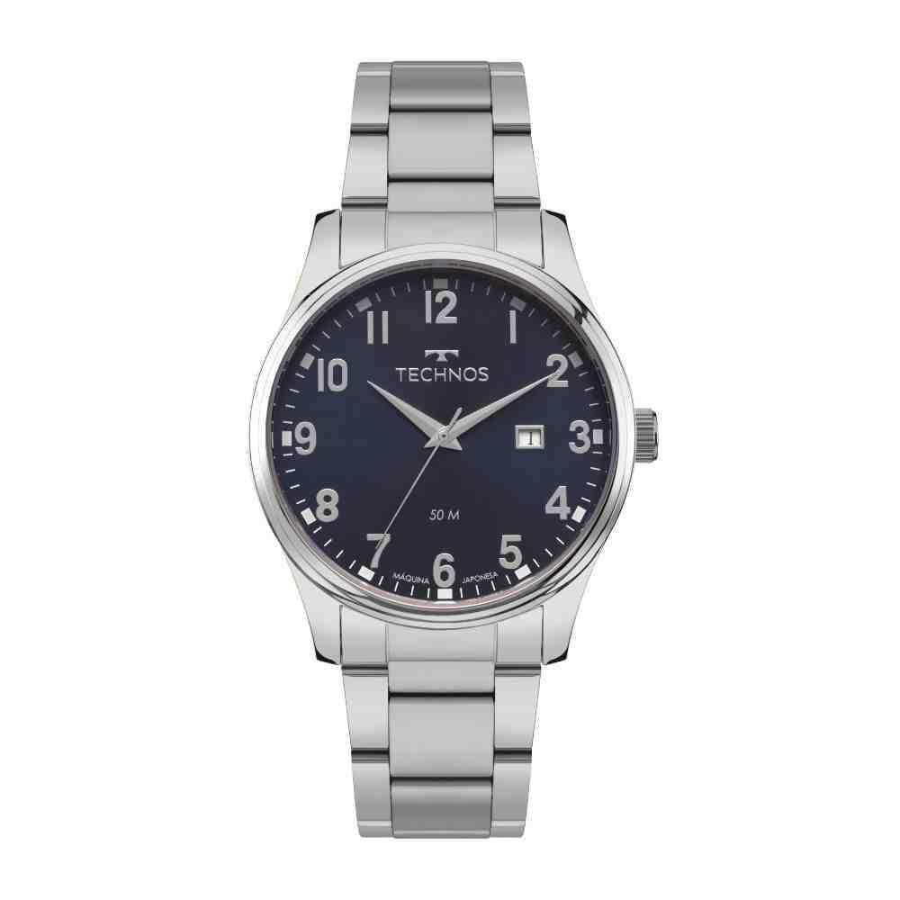 Relógio Technos Prata Azul Masculino 2115Tzc/1A