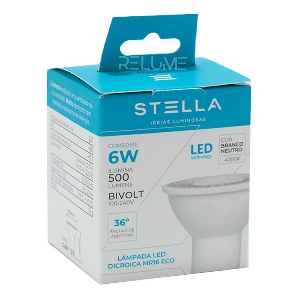 2X Lâmpadas Led Gu10 Dicroica 6W - Stella