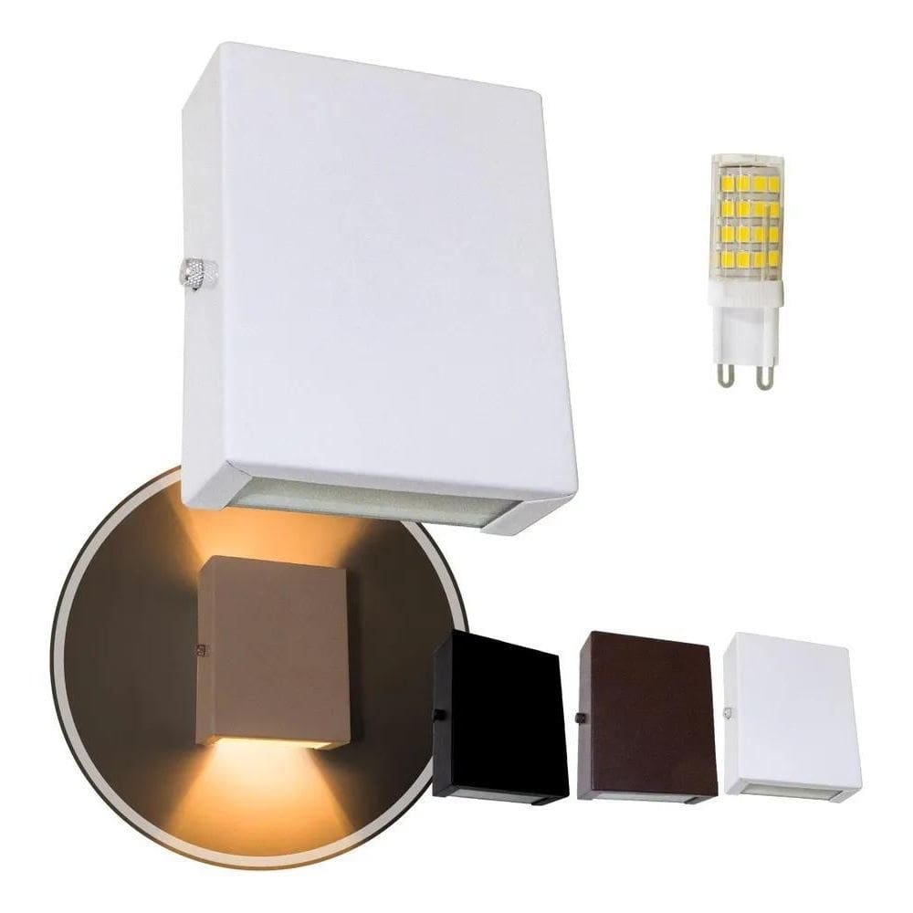 2X Arandela Slim 2 Focos Parede + Led G9 5W St1597 Estrutura