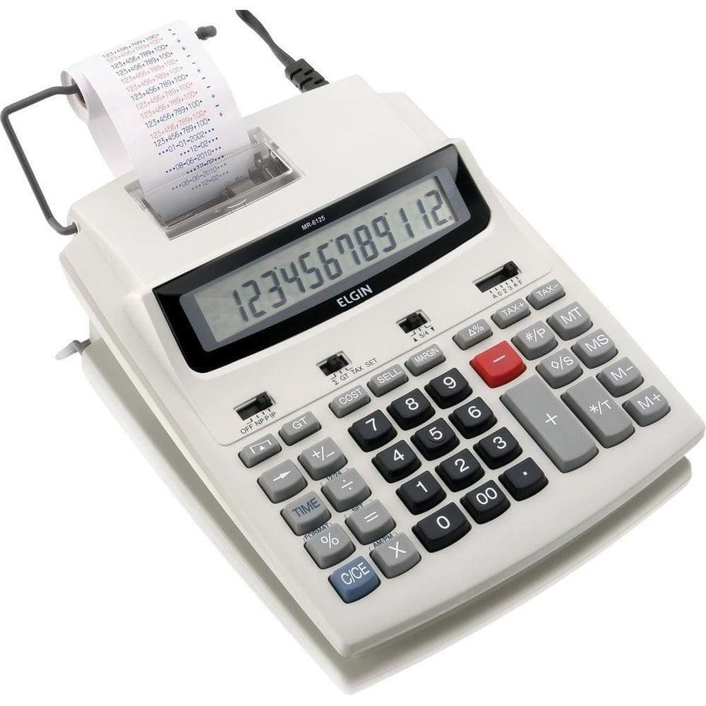 Calculadora Com Bobina 12 Digitos, Impressa?o Bicolor E Display Lcd Mr-6125 Branca