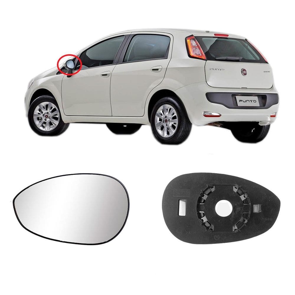 Lente Com Base Retrovisor Esquerdo Fiat Punto E Linea Todos