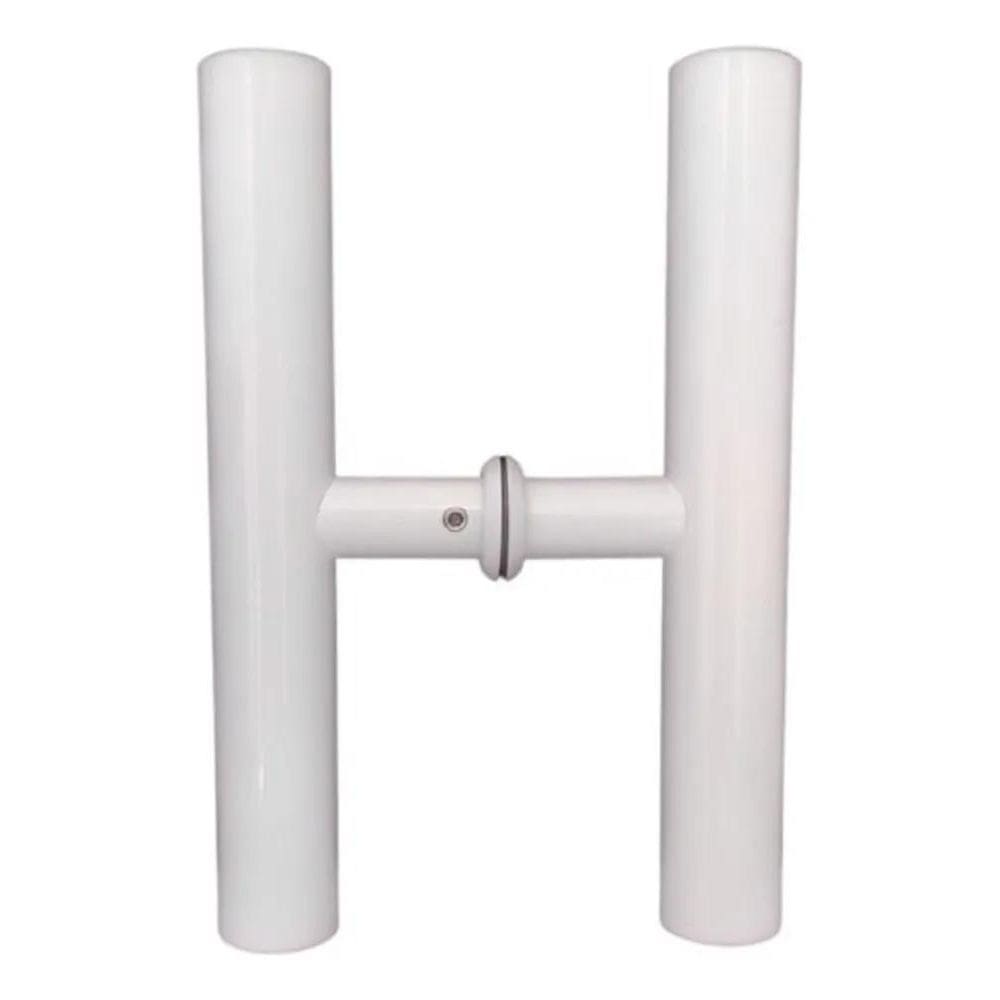 2X Puxador Em Alumínio Modelo H Para 1 Furo Porta De Vidro