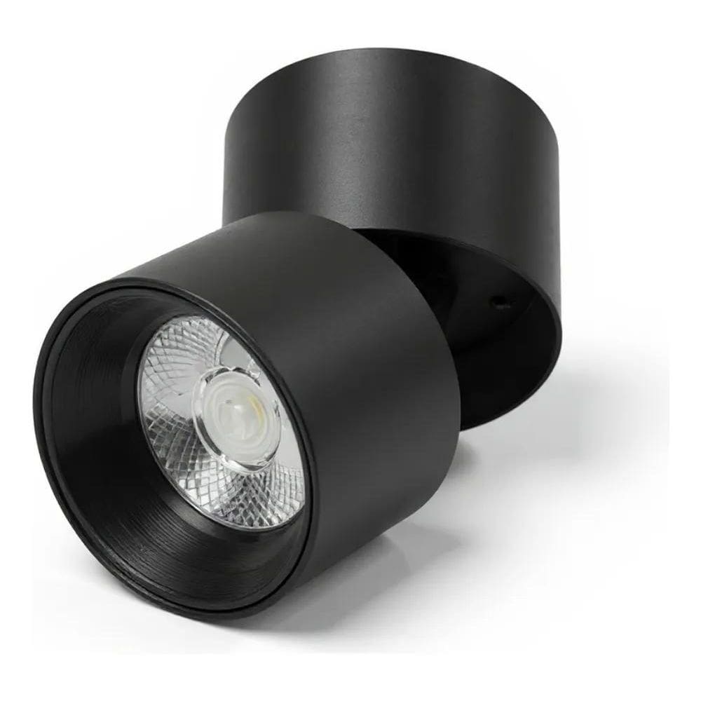 Spot Sobrepor Direcionável Led 10W Redondo Preto Luz Teto