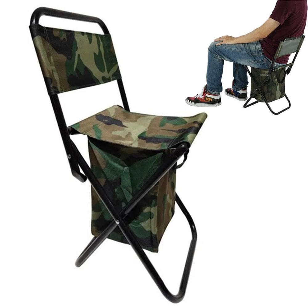 Cadeira Bolsa Portatil 2 Em 1 Dobravel Camuflada Acampamento