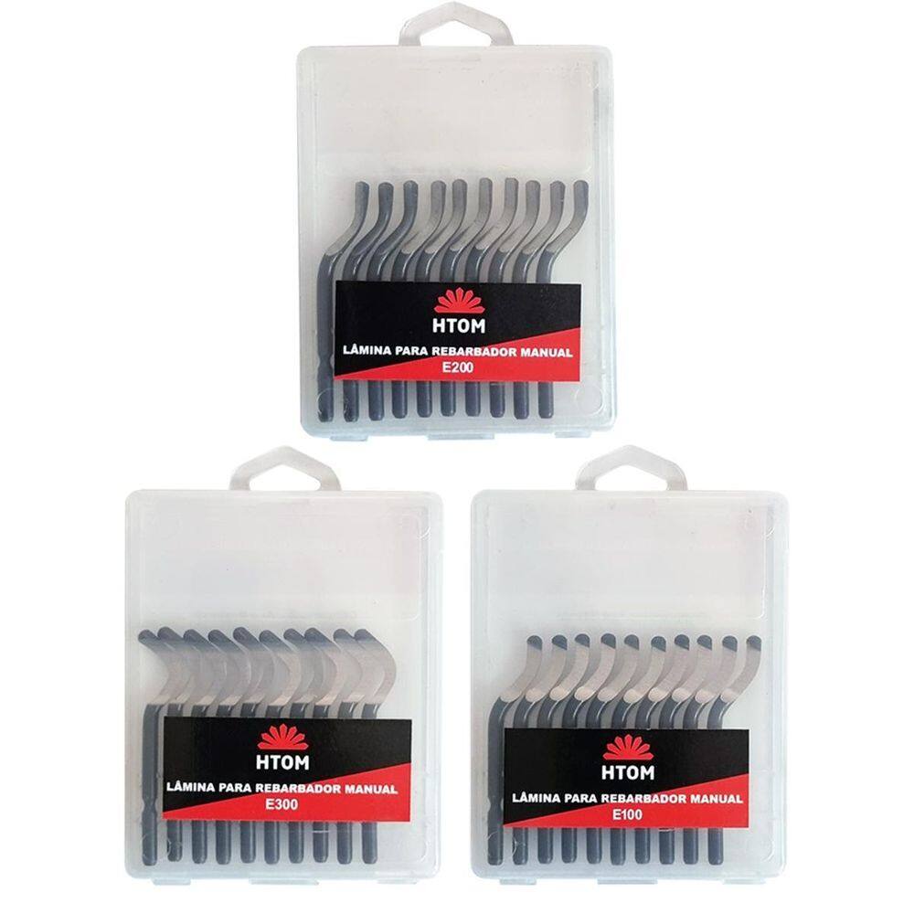 Kit 30 Lâminas E100 E200 E300 Para Rebarbador Aço Rápido Hss