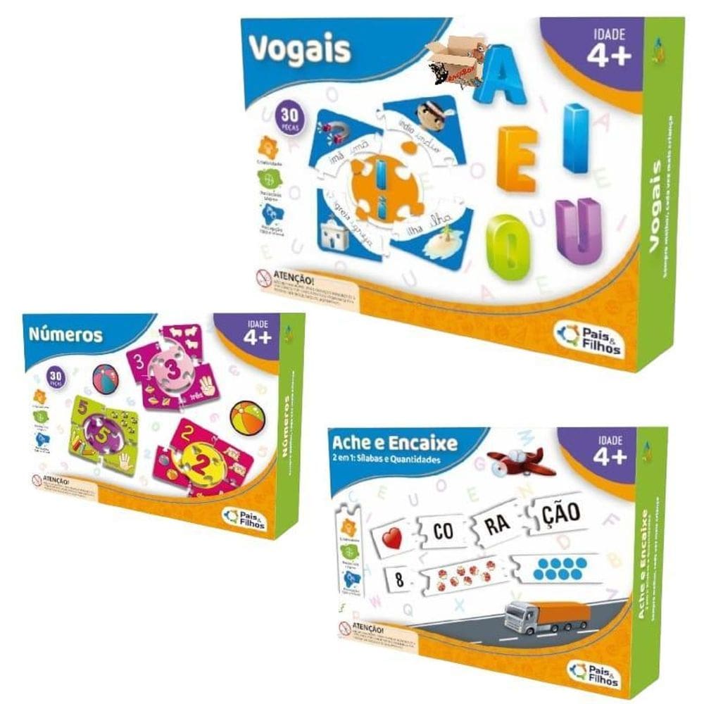 Kit Brinquedo Educativo Vogais Números Sílabas E Quantidades