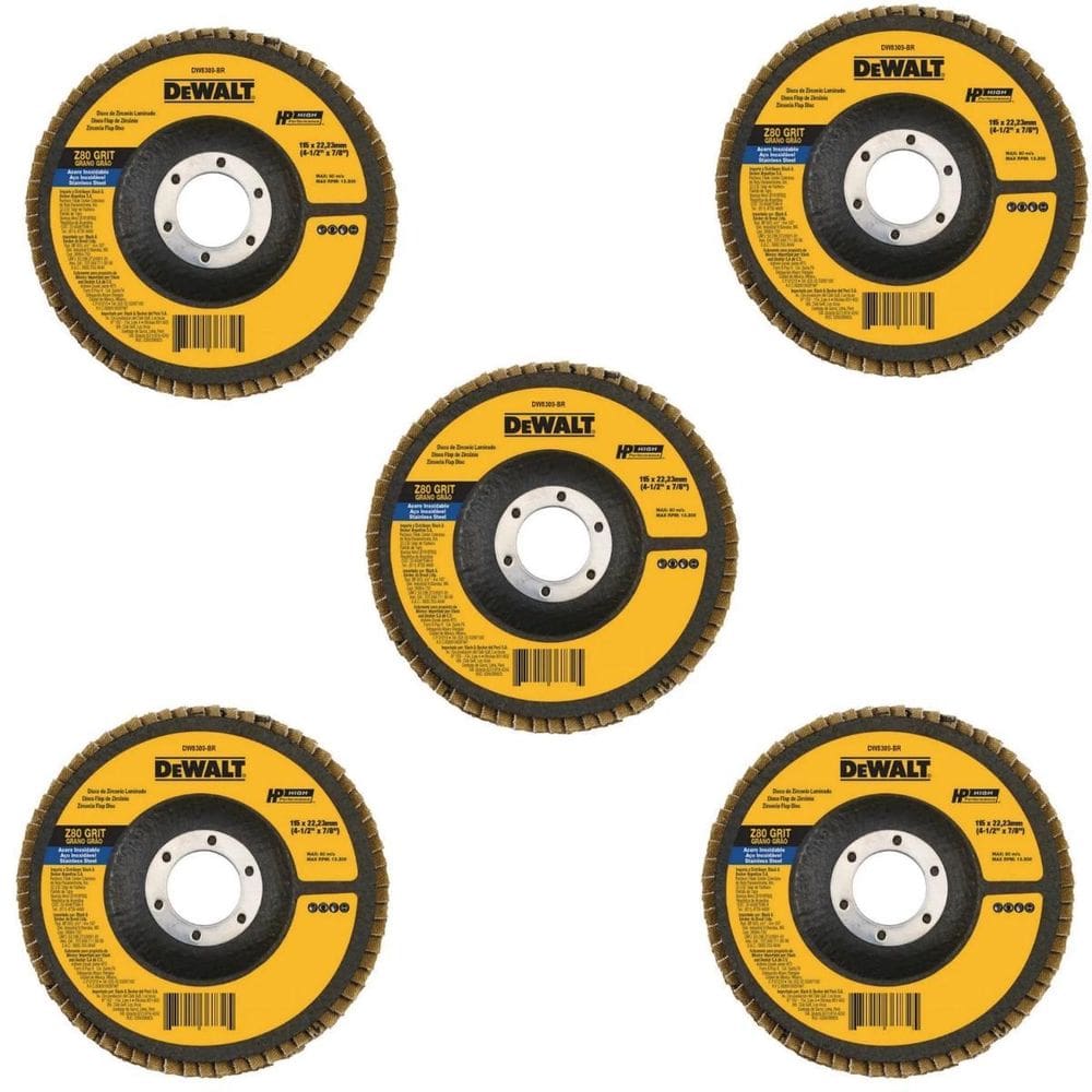 Kit 5 Disco Flap G80 115 X 22,23Mm Dw8309Br Dewalt
