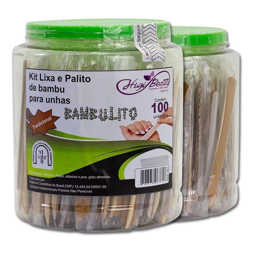 Kit Lixa E Palito Para Unhas - 100 Kits