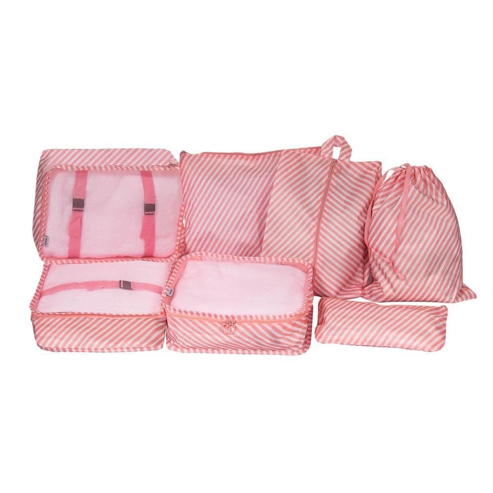 Kit Organizador Para Mala De Viagem 7 Peças - Listrado