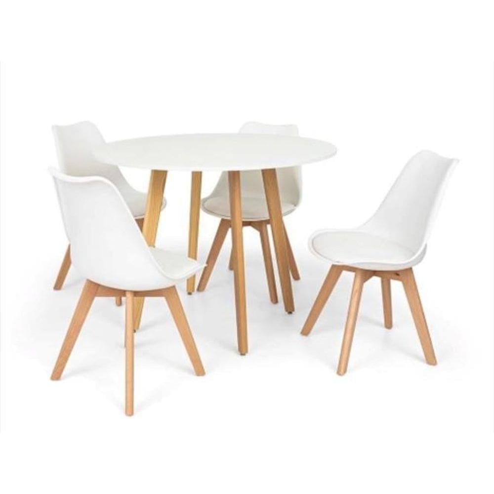 MP - Conjunto Mesa Leda Branca 90 Cm   4 Cade