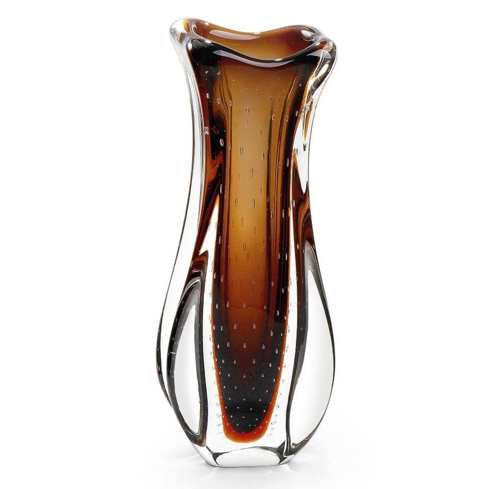 Vaso Em Cristal Murano Marrom - São Marcos 42Cm