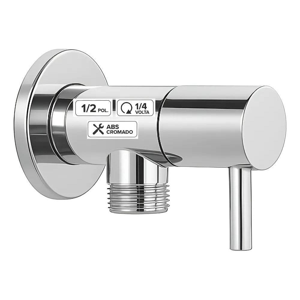2X Registro Torneira Abs Cromado 1/2 Parede 1/4 Volta Leve