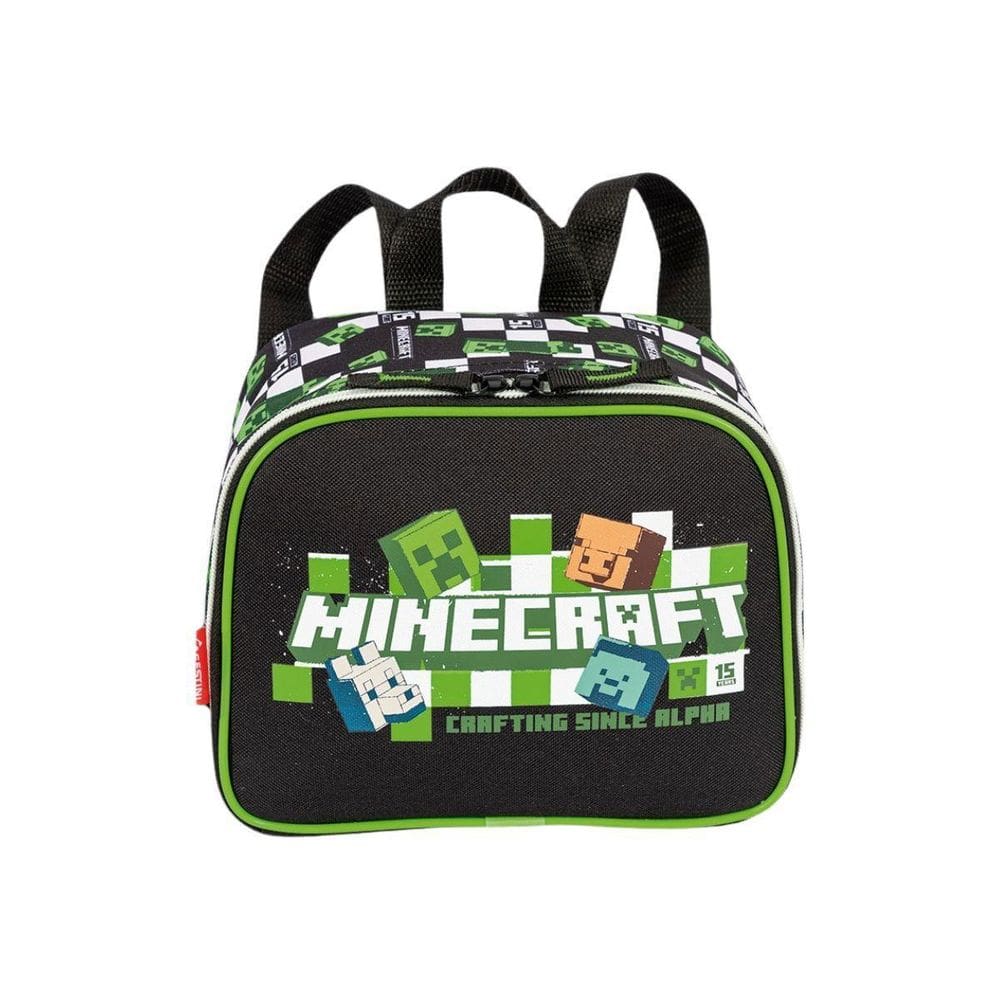 Lancheira Pequena Minecraft Sestini Preta Verde