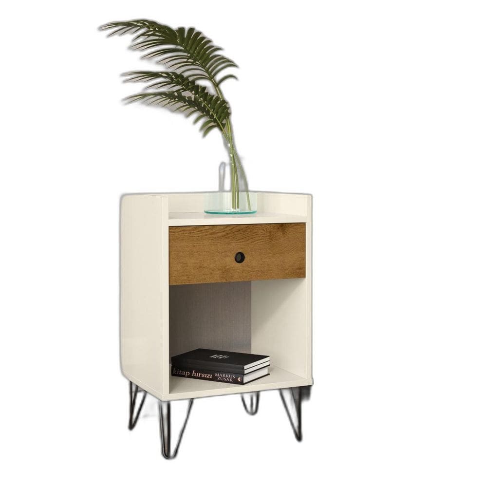 Mesa De Cabeceira Quarto Estilo Retrô Pés De Ferro Ella