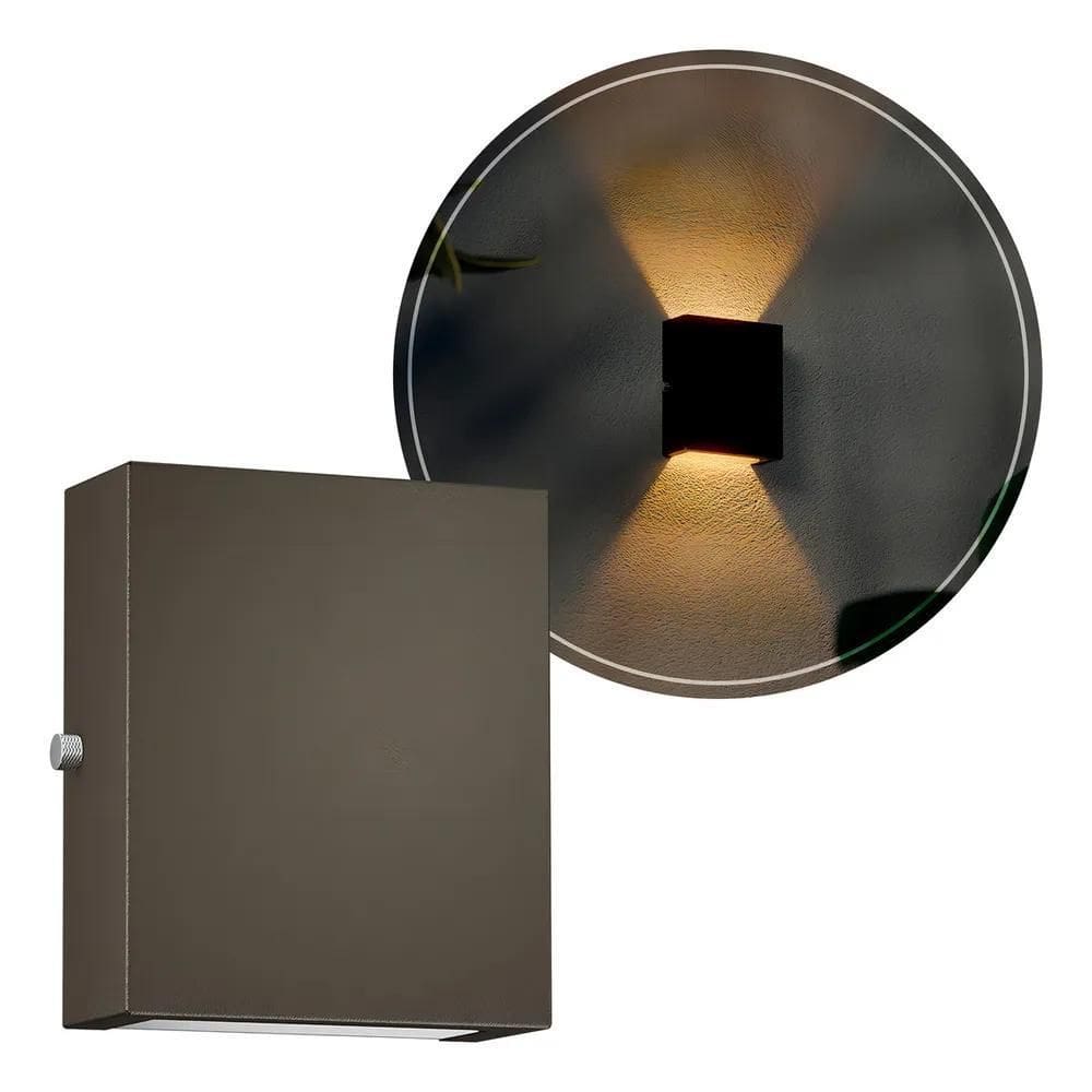 2X Arandela Mini Slim Externa Moderna Alumínio Mf143 Marrom