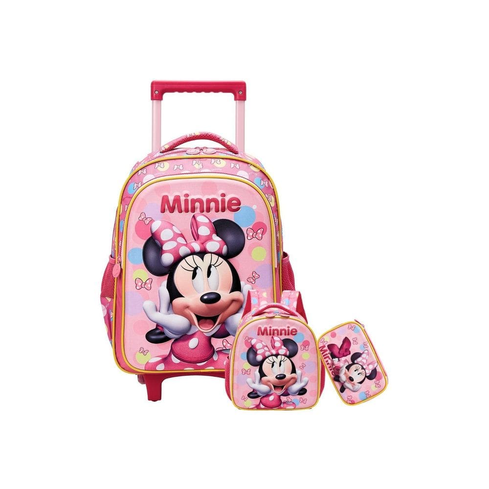 Kit Escolar Mochila Rodinha+ Lancheira+ Estojo Minnie Mouse