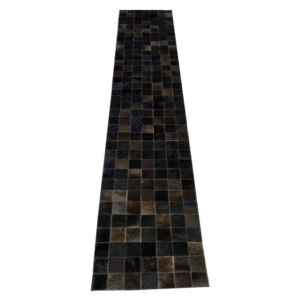 Tapete Couro Boi Quadriculado Marrom Café 0,50X2,50 S/Bordas