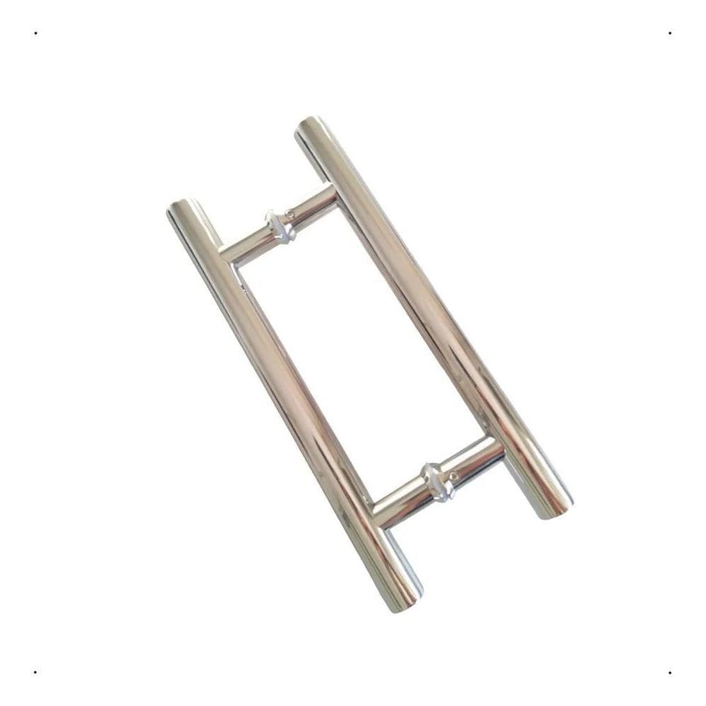 2X Puxador Redondo Porta Pivotante Vidro Portão Inox 30Cm