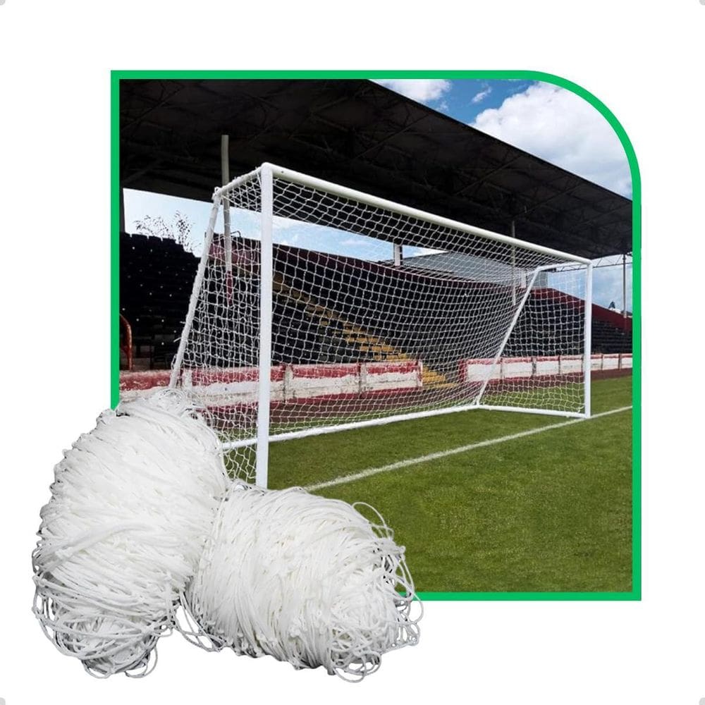 Par Rede De Futebol De Campo Tradicional Standart Fio 2Mm