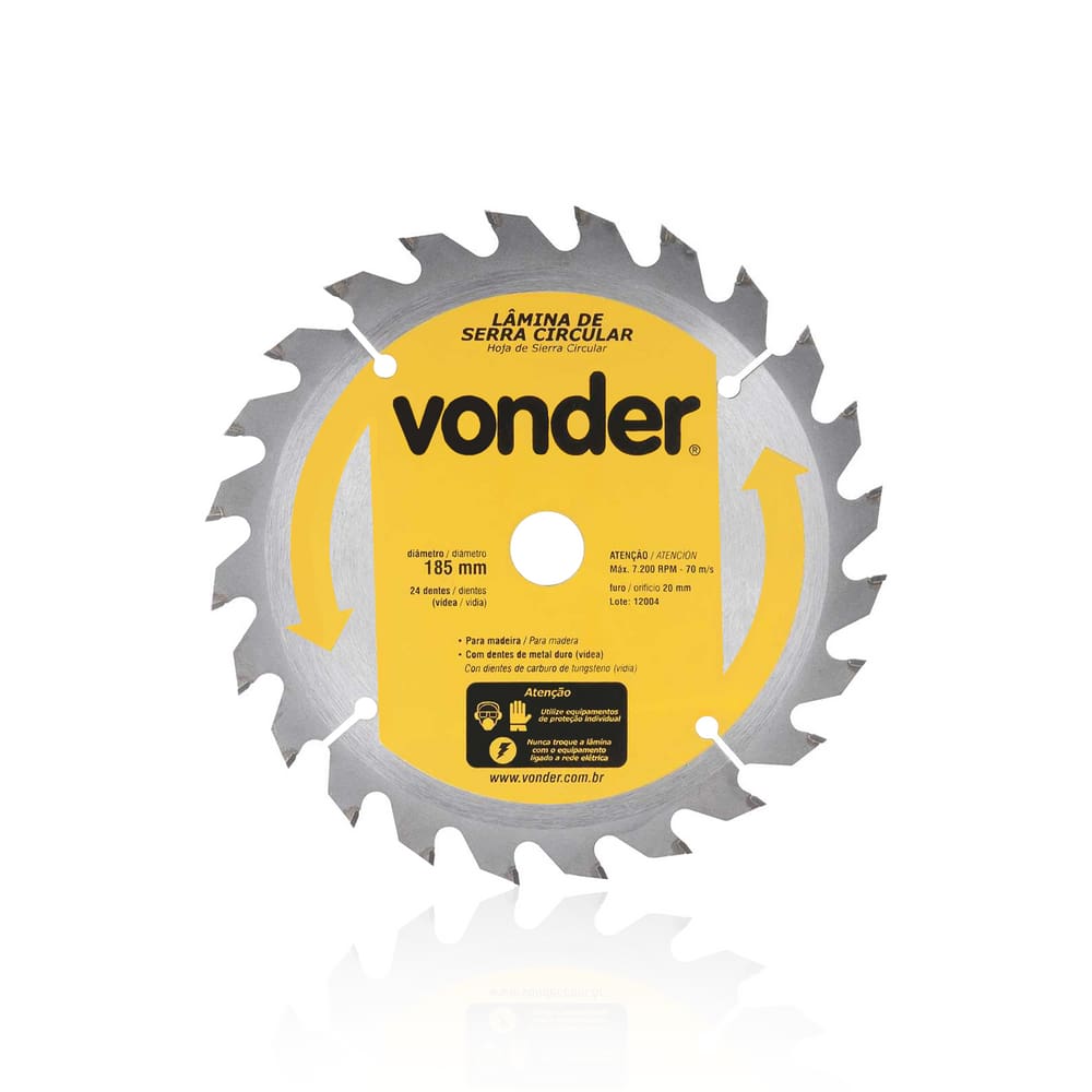 Lâmina Serra Circular Vídea 185mm X 20mm 36 Dentes Vonder