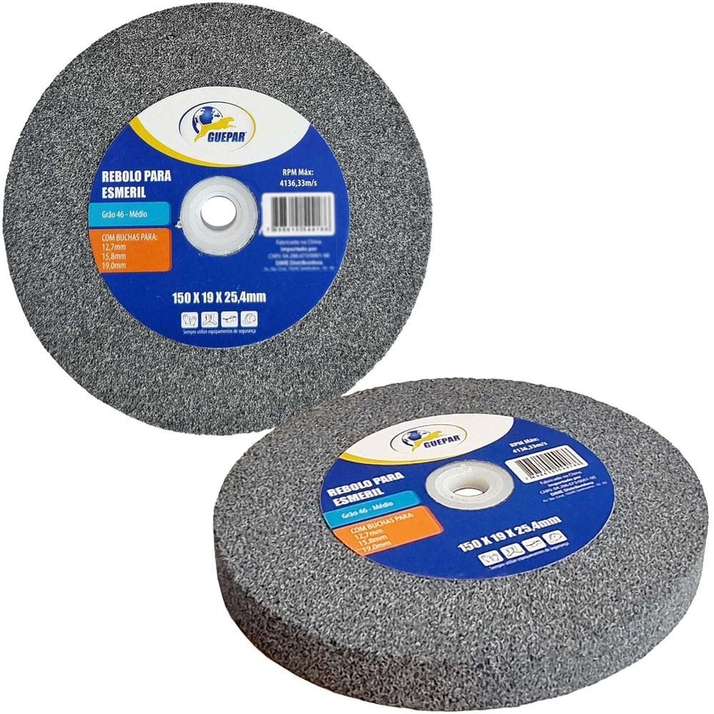 Kit 2 Rebolos Para Esmeril 6 Pol 150Mm 3 Buchas Profissional