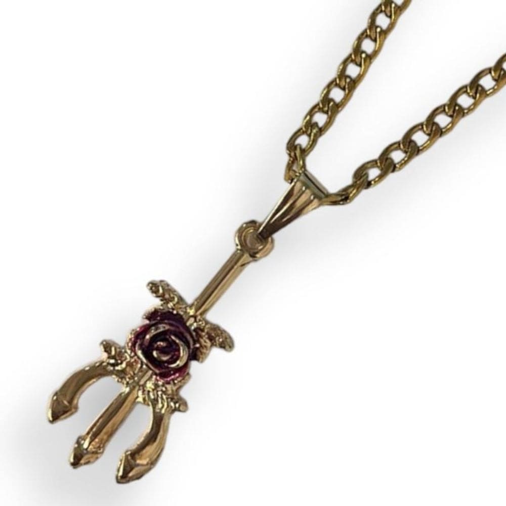 Colar Corrente Maria Mulambo Tridente 3,20 Cm Dourado