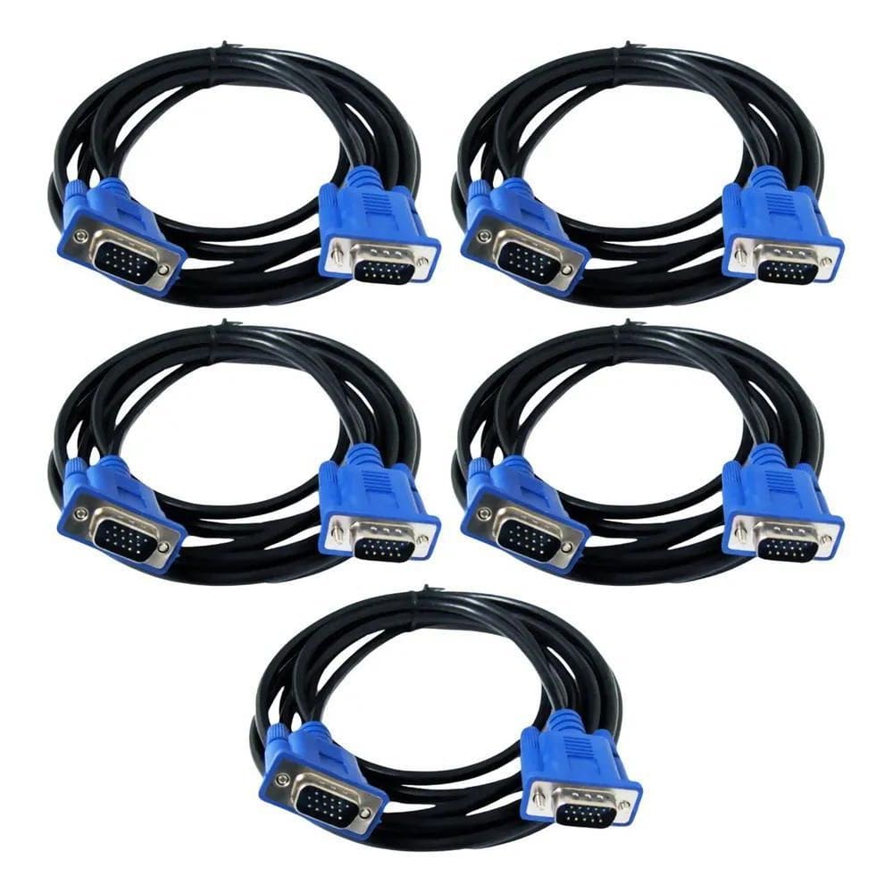 2X Combo 5 Cabos Vga Para Monitor Cabo Resistente Blindado