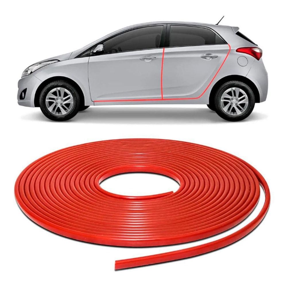 Protetor Bordas De Veiculo Universal Carro Vermelho-10 Metro