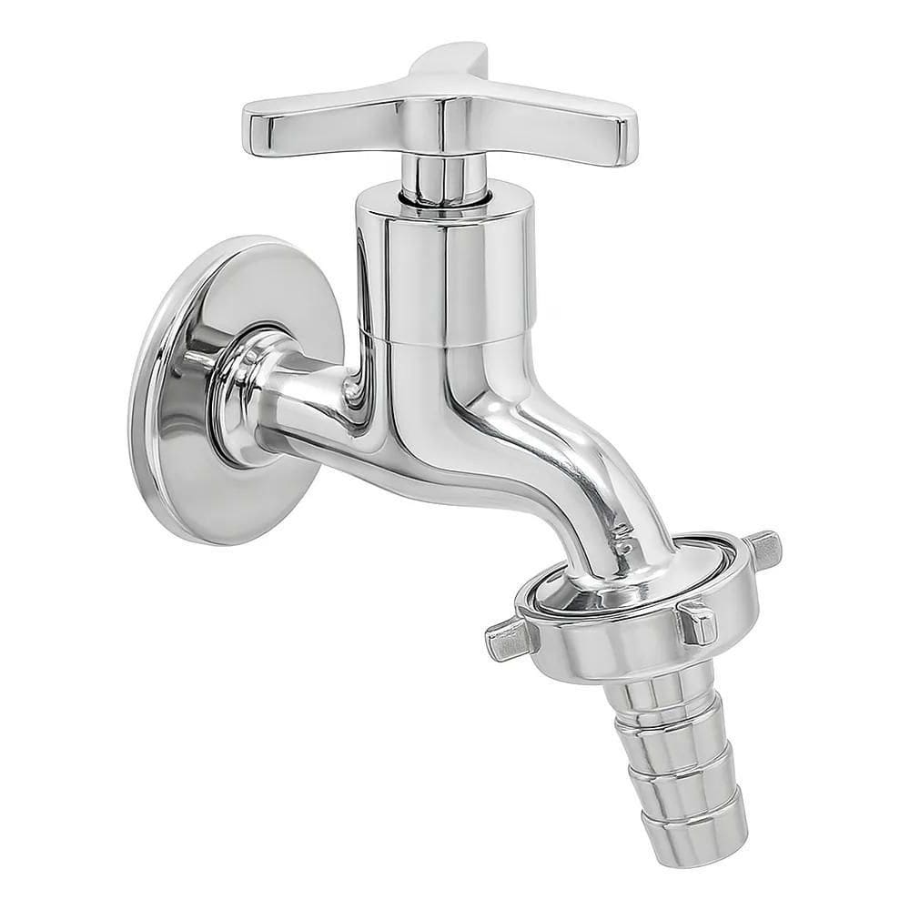 2X Torneira Br Shopper 1/2 3/4 Metal Inox Jardim Alta Vazão