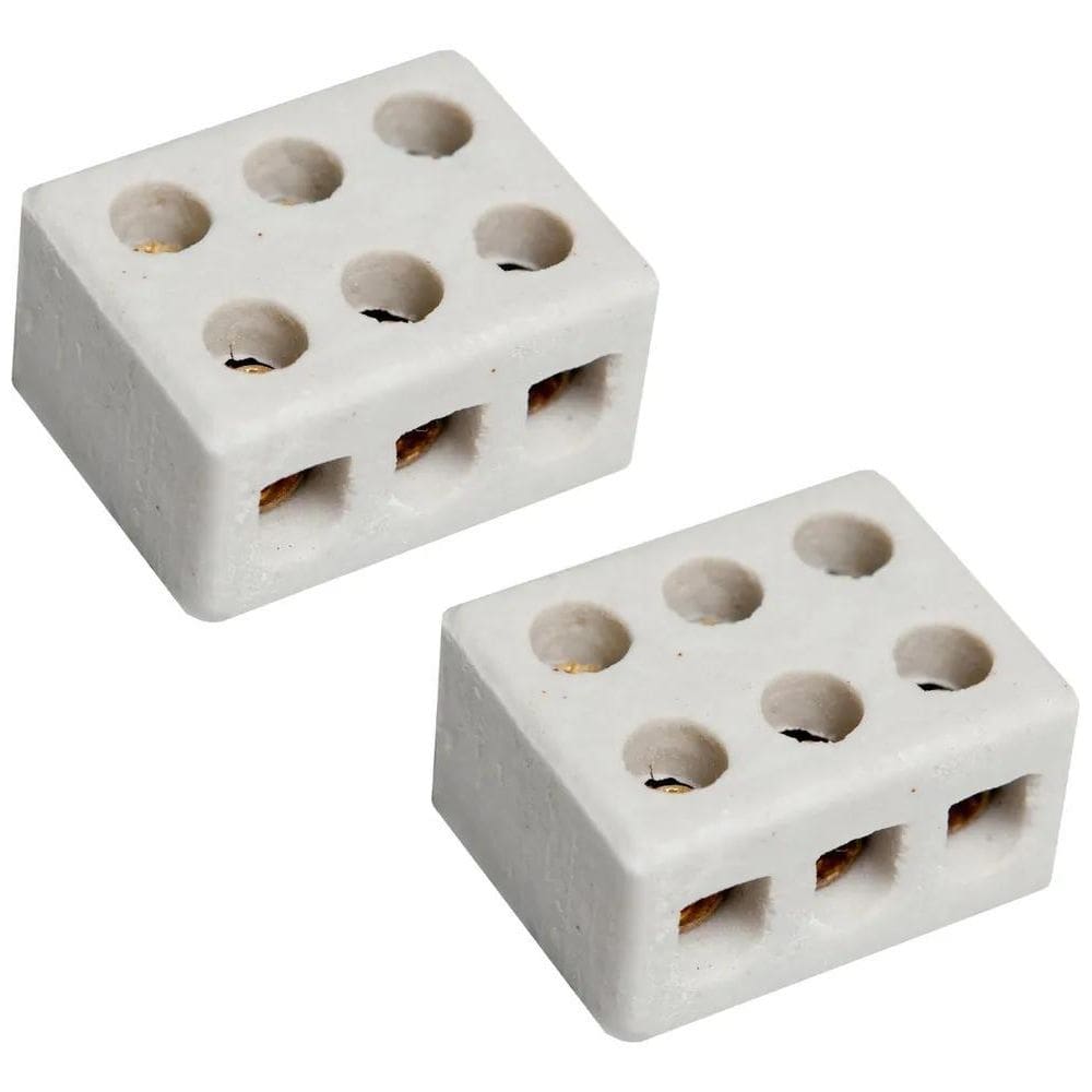 2X Kit 2 Conector Emenda Porcelana Cerâmica Fios Chuveiro 10