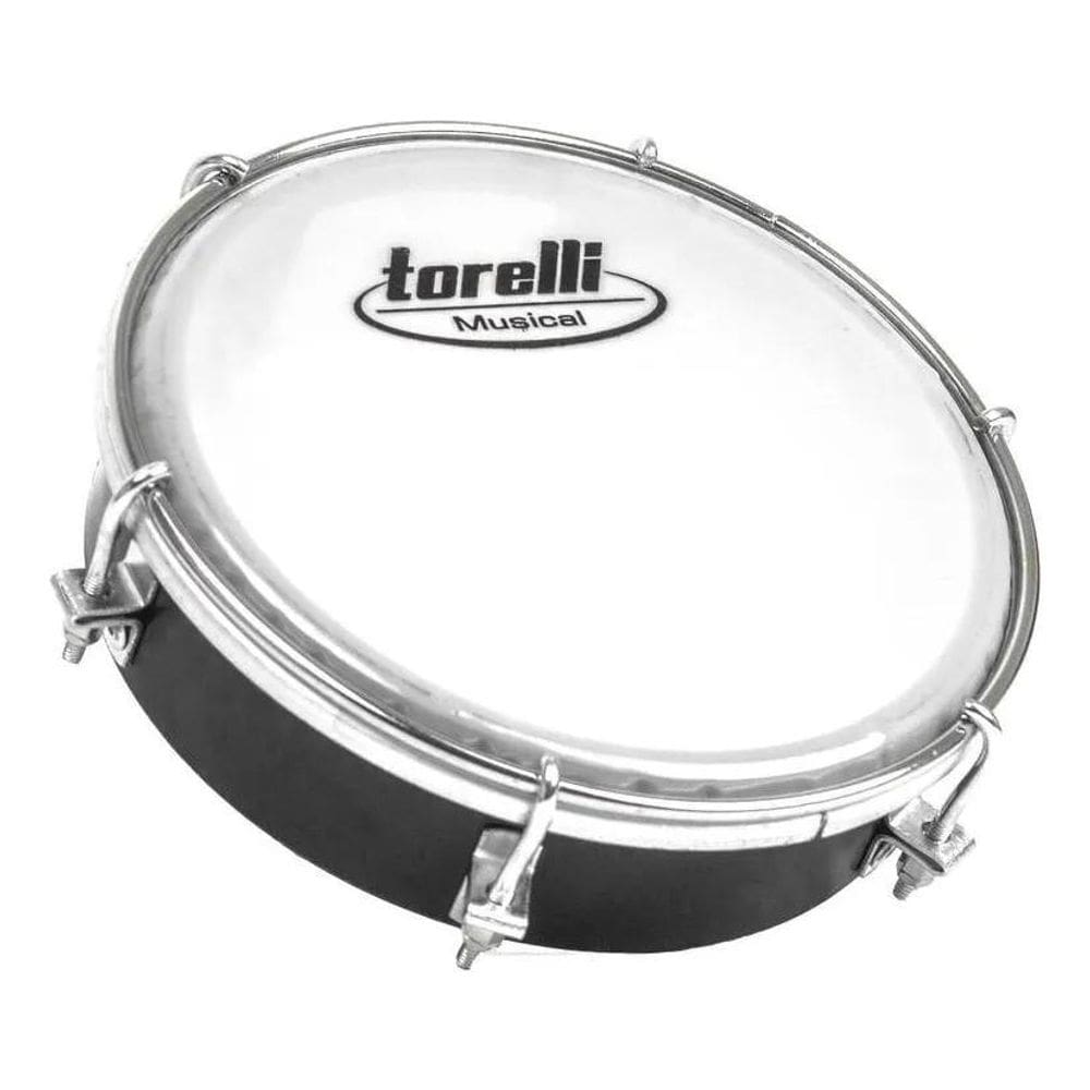 2X Kit Torelli Tamborim Corpo Preto Pele Leitosa Tt404+Baque
