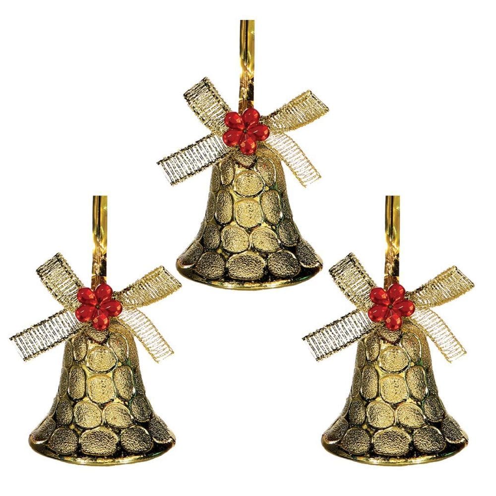 Kit 3 Enfeites Sinos Para Arvore De Natal Decoração 3,5X4 Cm