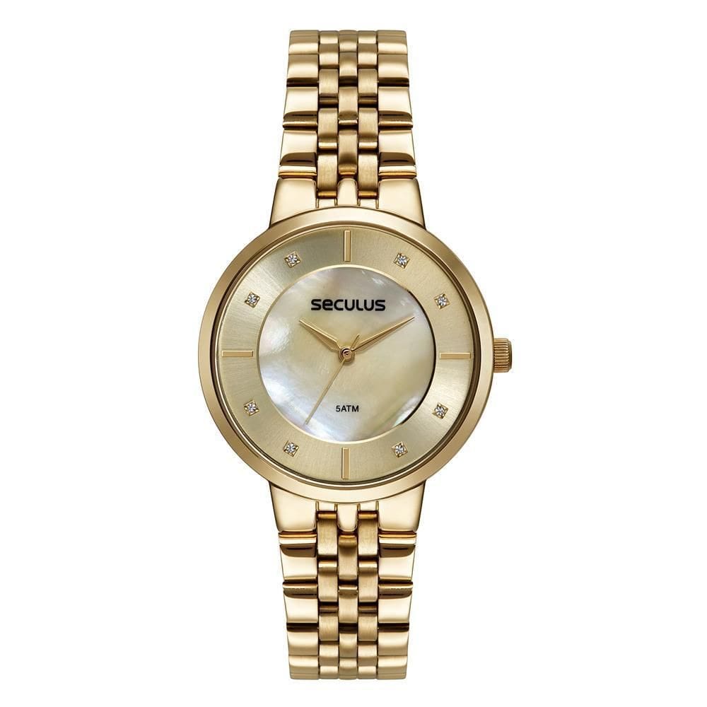 Relógio Seculus Feminino Ref: 77248Lpsvds1 Casual Dourado