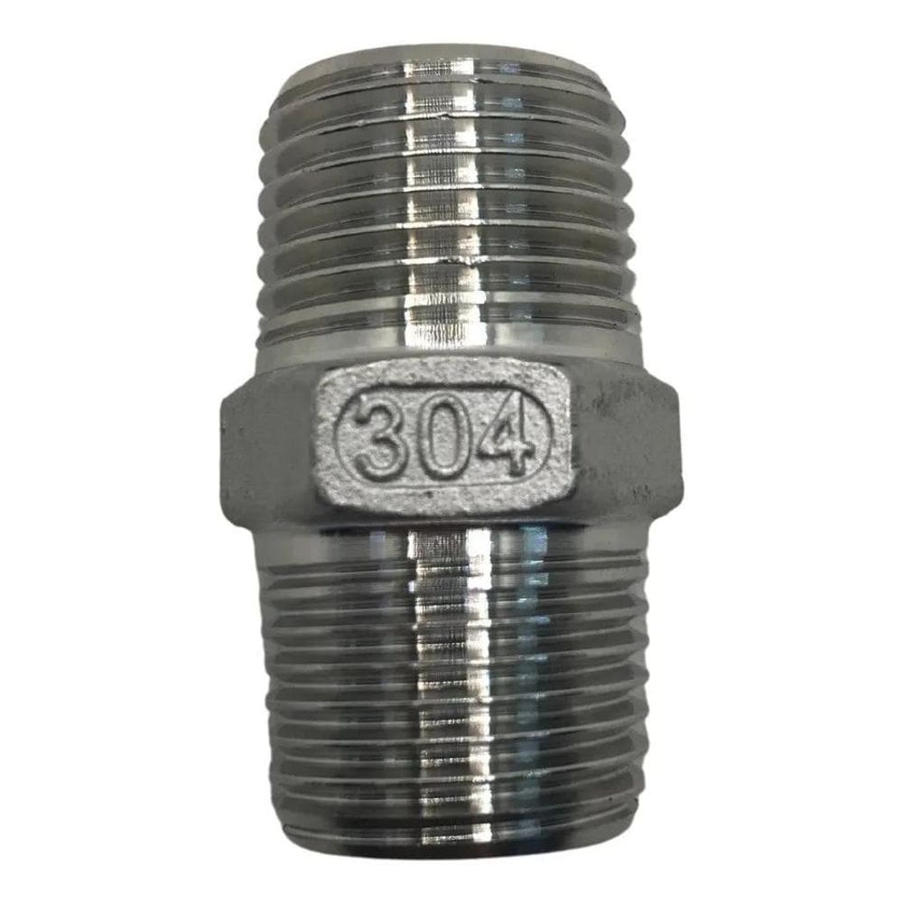 2X Niple Metal Inox 304 Duplo Conexão Rosca 1/4 150Lbs
