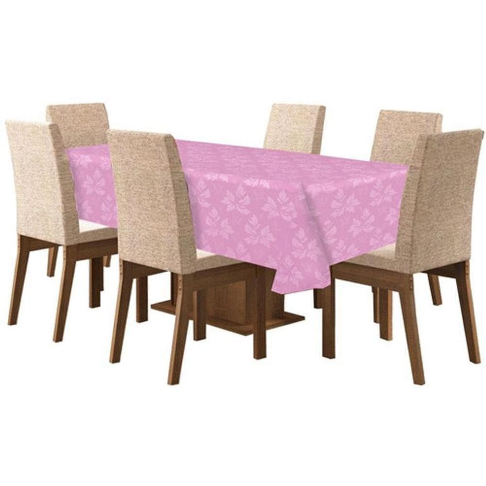 Toalha De Mesa Tecido Jacquard 8 Lugares - Rosa