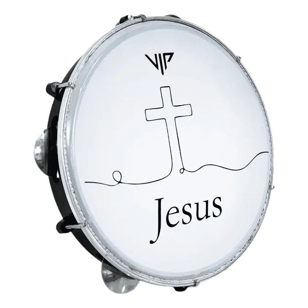 2X Pandeiro Profissionar 10 Polegadas Pele Leitosa Vip Jesus