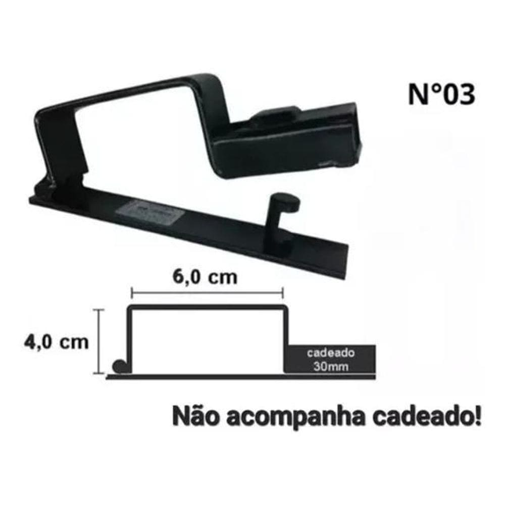 2X Trava Porta Cadeado Para Portao 35 X 50 Tecnotrava Cor Pr