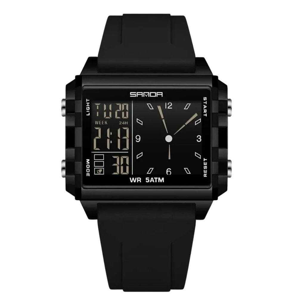 Relógio Analógico Digital 6273 Luminoso À Prova Da Água Sanda Preto