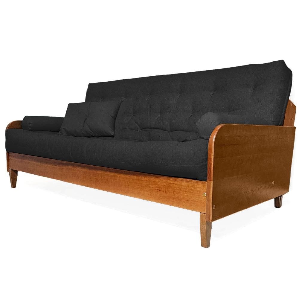 Sofá Cama Paris II Sarja em Madeira Maciça Cor Natural - Preto