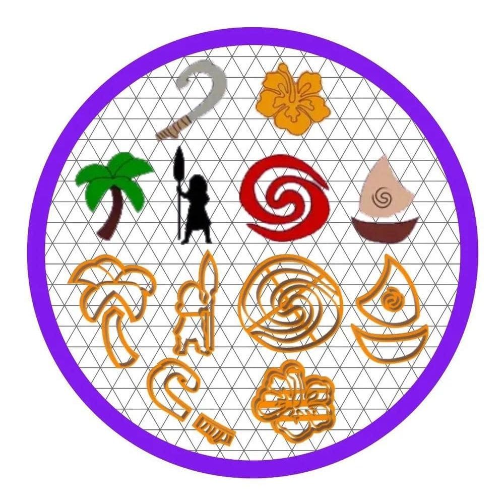 2X Kit Cortadores Moana Biscoito Cupcake Pasta Americana 5 C