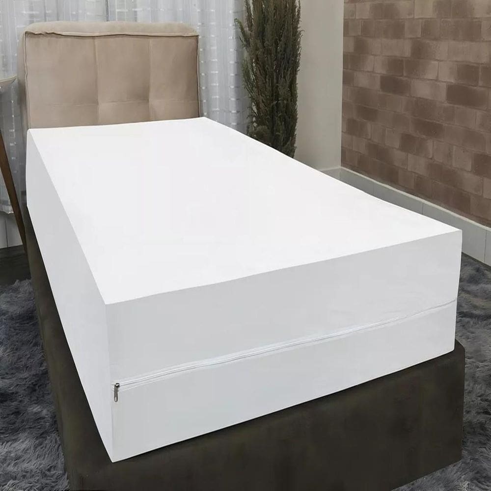 Capa Colchão Solteiro Hospitalar Pousada Ziper - Branco