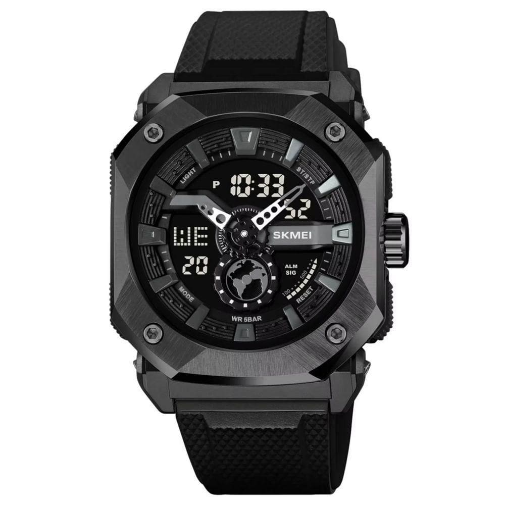 Relógio Esportivo Luz Led Masculino Cronômetro Impermeável Multifuncional Preto