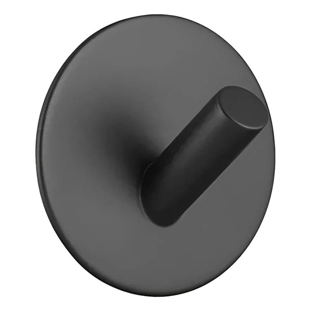 2X Kit 4 Ganchos Aço Inox Preto Redondo Parede Adesivo Refor