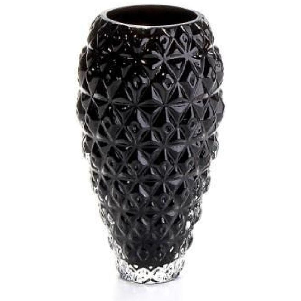 Vaso Em Cristal Murano Preto - São Marcos 25Cm