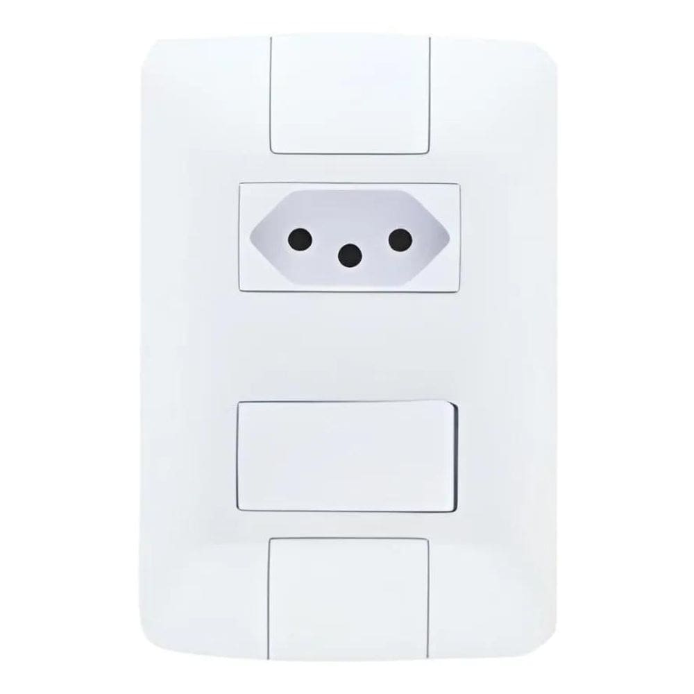 2X Kit 5 Cj 1 Interruptor Simples Com Tomada 20A Aria Branco