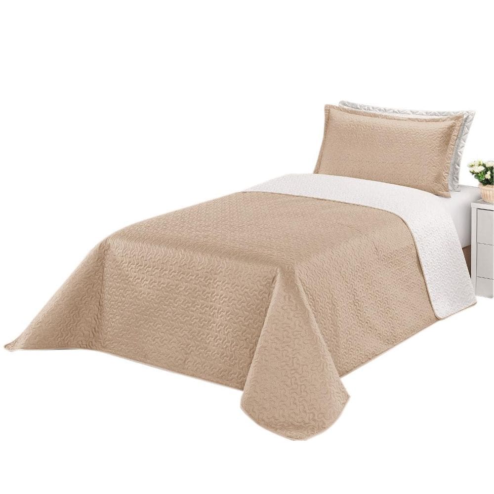 Cobre Leito Clara Solteiro- Kaqui / Branco