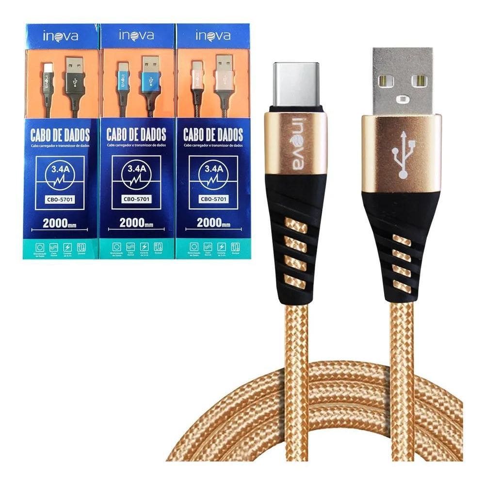 2X Kit 3 Cabos Carregador Rápido 3.4A Reforçado Metros Usb T