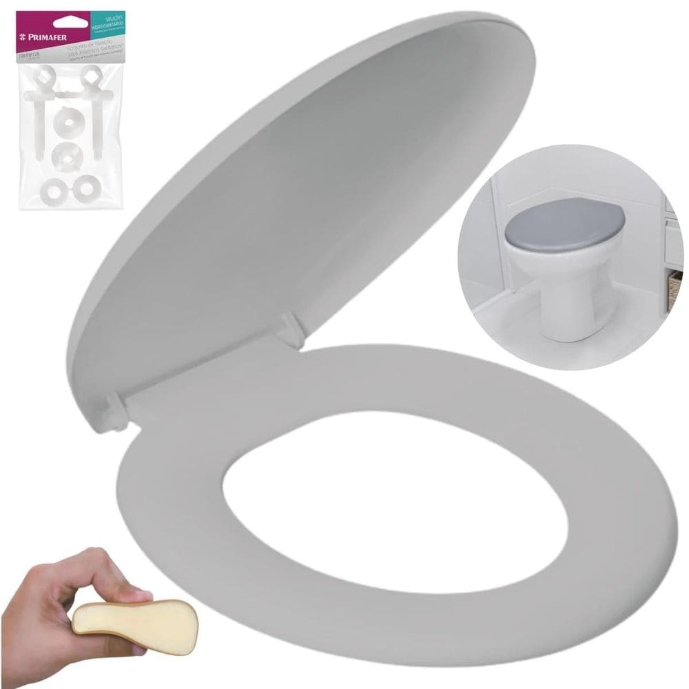 Assento Vaso Oval Almofadado + Parafusos Assento Sanitário