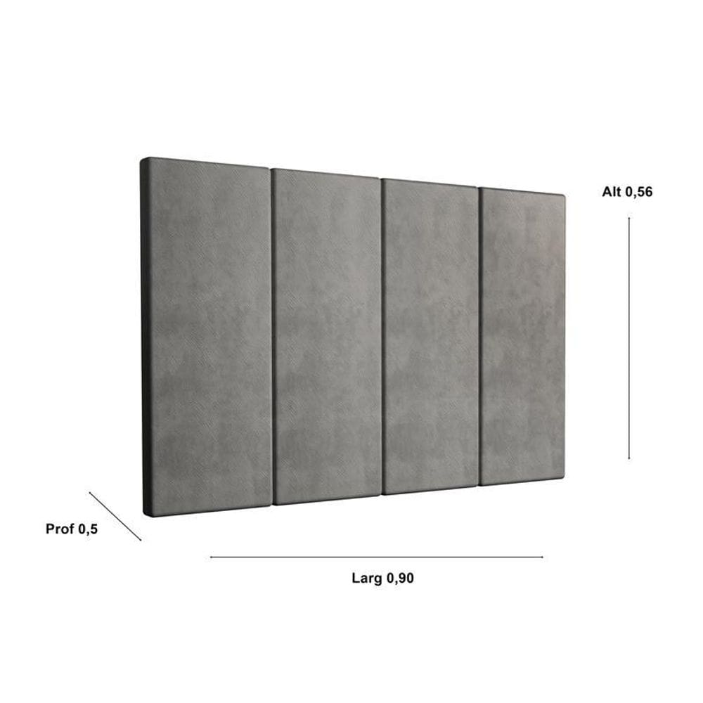 Painel Cama Box Solene 0,90 Tecido Suede Cor Cinza Comprar